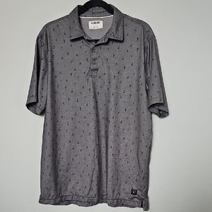 Linksoul Astoria Printed Short Sleeve Charcoal Gray Polo Golf Shirt Large